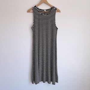 Old Navy NWOT Women's Sleeveless Black and White Striped Madi Dress, L Tall